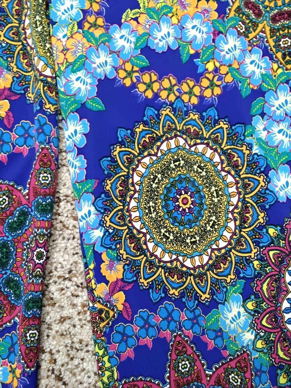 4064 Size 1X Anthony 2 Piece Sleeveless Blue Floral Medallion Pantset. - Picture 2 of 4